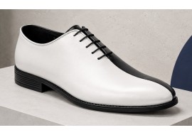 Pantofi Oxford bărbați alb-negru din piele naturală, eleganți de ceremonie – DONATOAN